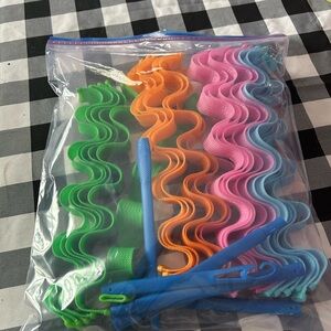 Vibrant Hair Curling Tool Set - Green, Orange, Pink